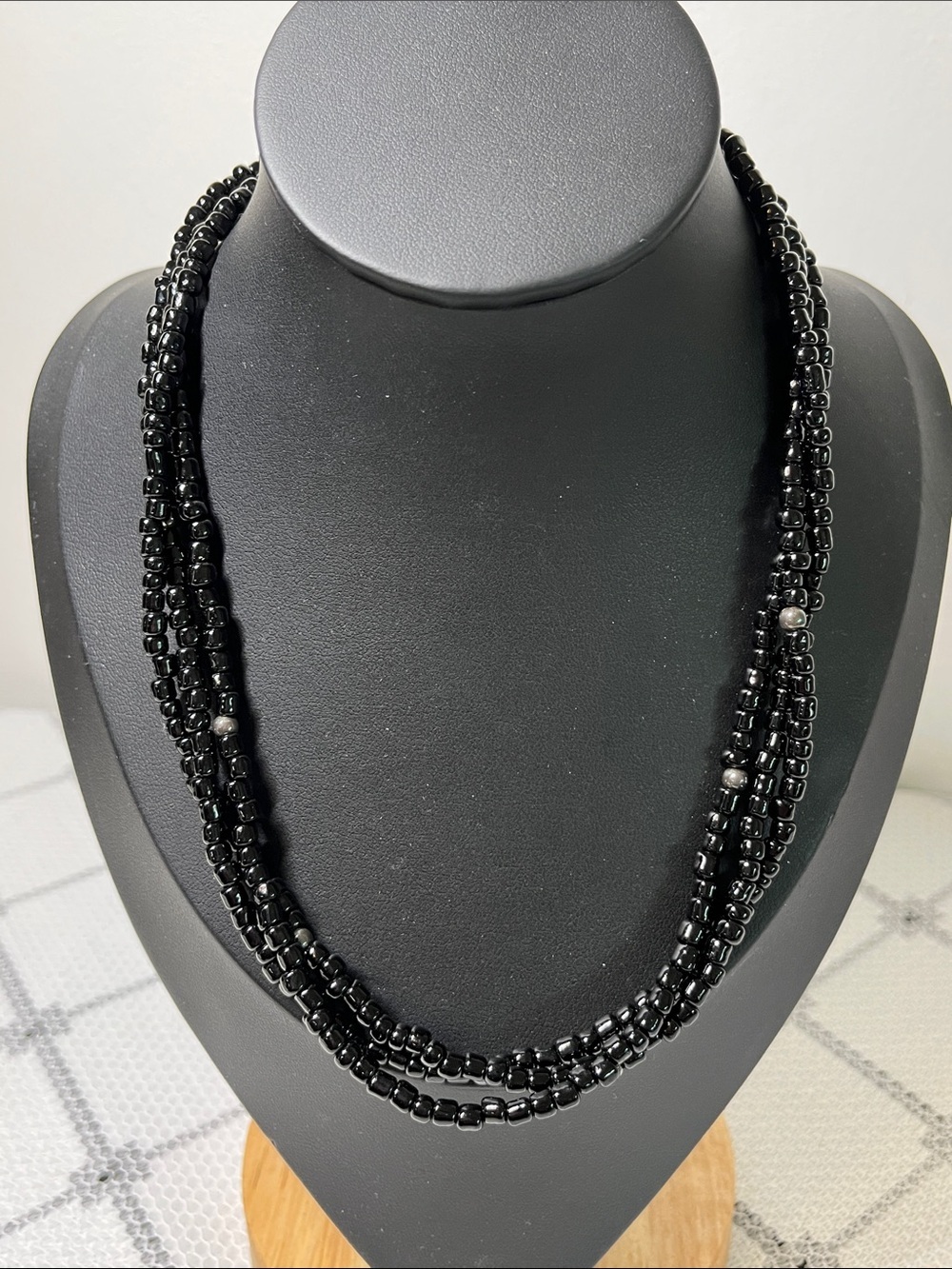 Silpada Black Onyx Glass and Sterling Silver Multi-Strand Necklace (Retired)